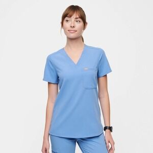 Figs Womens Catarina One Pocket Scrub Top M Celi Blue Technical Collection VNeck